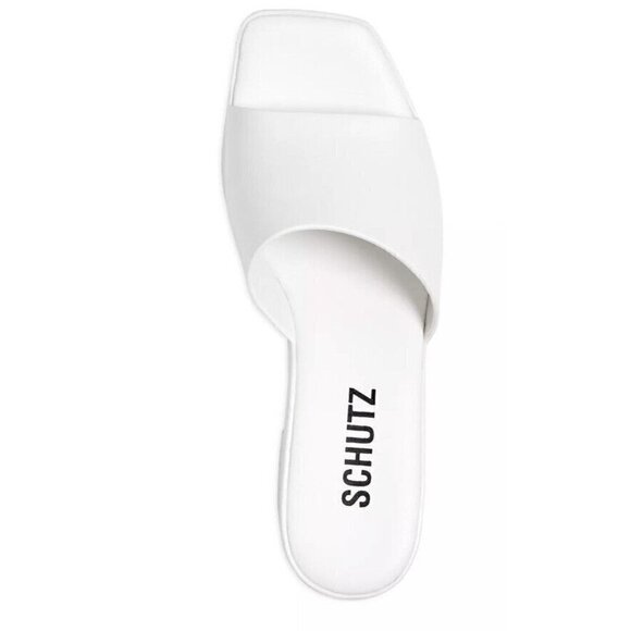 SCHUTZ Shoes - SCHUTZ Women's Mizzy Block-Heel  Mule Sandal Size 36 White